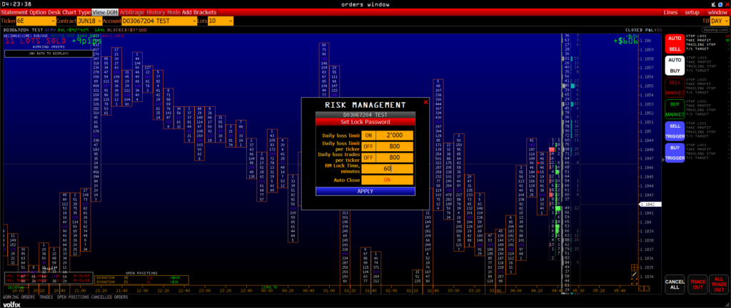Screenshot of Order Window in Volfix software