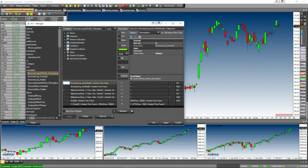 Screenshot of Signal Builder in AgenaTrader Software